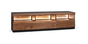 COMODA TV IMPHAL 180CM, REALIZATA DIN LEMN DE SALCAM, CULOARE NATUR/NEGRU, GINER Y COLOMER - Img 2