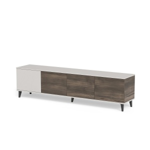 COMODA TV RANDOM 2 RTV-3, 200X52 CM, CASMIR/NUC/NEGRU, DIN MDF FURNIRUIT, POLIPROPILENA SI METAL, STIL MODERN - Img 3