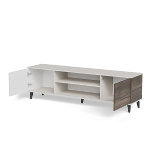 COMODA TV RANDOM 2 RTV-K+SEMINEU, 180X52 CM, CASMIR/NUC/NEGRU, DIN MDF FURNIRUIT, POLIPROPILENA SI METAL, STIL MODERN - Img 4