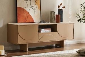 COMODA TV SAVOY 150CM, 3D, REALIZAT DIN MDF SI PLACA CERAMICA, CULOARE TRAVERTIN, ARTIM GROUP SELECTION