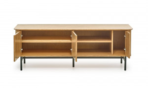 COMODA TV SMART RTV-1, STEJAR NATURAL/NEGRU, 167 CM, DIN MDF FURNIRUIT SI METAL, STIL VINTAGE - Img 3