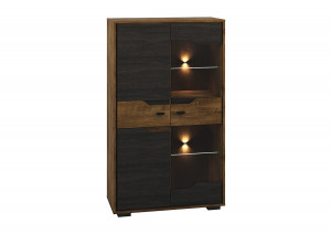 COMODA/VITRINA SHELVE 06 DIN PLACI LAMINATE DE CALITATE SI STICLA CU 6 USI CULOARE STEJAR - Img 2