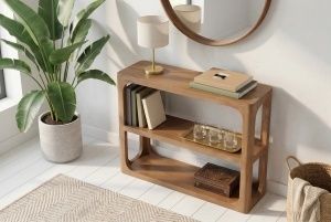 CONSOLA LIVING, ELEMENTS 90CM, REALIZATA DIN LEMN DE MANGO, CULOARE MARO/NATUR, ARTIM GROUP - Img 8