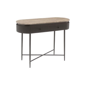CONSOLA RUSSO 214324, CONFECTIONATA DIN METAL, TRAVERTIN, ALAMA SI MDF, CULOAREA MARO, STIL MODERN