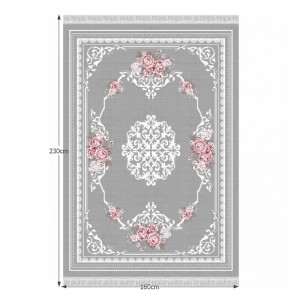 Covor 160X230 cm, gri/model cu flori, SEDEF TIP 2, 0000203322 - Img 4