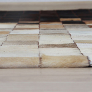 Covor de lux din piele, alb/maro/negru, patchwork, 140x200, PIELE DE VITĂ TYP 7, 0000188792 - Img 2