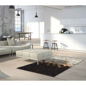 Covor de lux din piele, alb/maro/negru, patchwork, 170x240, PIELE DE VITĂ TYP 7, 0000188793 - Img 6
