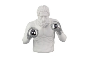 DECORATIUNE BOXER 50CM, REALIZAT DIN POLIRASINA, CULOARE ALB/ARGINTIU, REALIZAT MANUAL, ARTIM GROUP SELECTION - Img 2