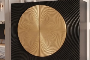 DULAP /BUFET LIVING AURUM 120CM, REALIZAT DIN LEMN DE MANGO SI PICIOARE DIN METAL, CULOARE NEGRU/AURIU - Img 8