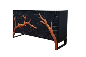 DULAP/BUFET LIVING, FOREST 160CM, REALIZAT DIN LEMN DE MANGO 3D SI METAL, CULOARE NEGRU/MARO, ARTIM GROUP SELECTION - Img 5