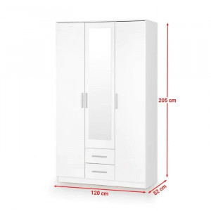 DULAP CU OGLINDA, LIMA S-3, ALB, DIN PAL MELAMINAT, STIL MODERN - Img 3