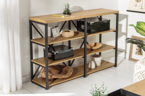 DULAP CU RAFTURI 110CM, STUDIO, DIN METAL SI MDF, CULOAREA STEJARULUI - Img 4