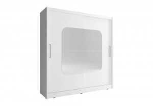 DULAP DORMITOR CU OGLINDA MAJA VIII 200 ALB DESIGN MODERN PSK - Img 1