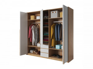 DULAP DORMITOR XELO ALB/STEJAR - DESIGN MODERN - Img 2