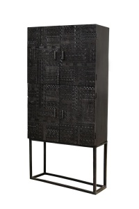 DULAP ELEGANT HIEROGLIFIC 90CM, REALIZAT DIN LEMN DE MANGO SI METAL, CULOARE NEGRU, GINER Y COLOMER