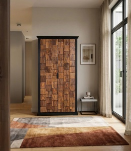 DULAP ELEGANT UDAIPUR 95CM, REALIZAT DIN LEMN DE MANGO, CULOARE MARO/NEGRU, GINER Y COLOMER - Img 2