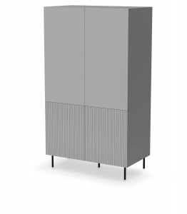 DULAP LIVING ASENSIO S-1, 80X54 CM, GRI DESCHIS/NEGRU, MDF LAMINAT, PAL SI METAL, STIL MODERN