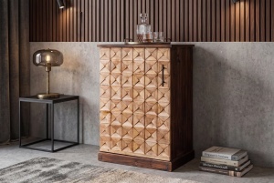 DULAP LIVING DEOSEBIT, BODEGA 90CM, REALIZAT DIN LEMN DE PIN SI METAL, CULOARE MARO ANTICHIZAT/NATUR, ARTIM GROUP
