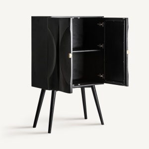 DULAP LIVING LABAR 158CM, REALIZATA DIN LEMN MASIV DE MANGO, CULOARE NEGRU, REALIZATA MANUAL - Img 2