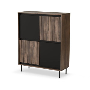 DULAP LIVING SWING KM-2, 102X40 CM, NUC/NEGRU MAT, DIN MDF, PAL LAMINAT SI METAL, STIL MODERN