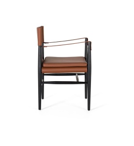 FOTOLIU ARDEN 57CM, REALIZAT DIN LEMN DE FRASIN SI PIELE ECO, CULOARE MARO/NEGRU, GINER Y COLOMER - Img 3