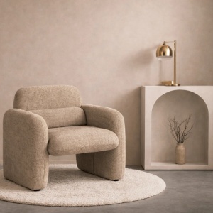 FOTOLIU, ARTIM MEBLE, REALIZAT DIN MATERIAL TEXTIL BEJ SI METAL, STIL MODERN - Img 2