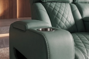 FOTOLIU CINEMA 2 LOCURI HOLLYWOOD, REGLABIL ELECTRIC, REALIZAT DIN PIELE ECO, CULOARE VERDE SALVIE, INVICTA INTERIOR - Img 10