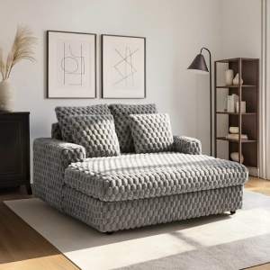FOTOLIU CONFORTABIL, ARTIM MEBLE, REALIZAT DIN MATERIAL TEXTIL PLUS GRI SI LEMN, STIL MODERN