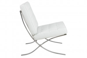 FOTOLIU CONFORTABIL BARCELON PRESTIGE PLUS, ALB/CROM, DIN PIELE NATURALA SI METAL, STIL MODERN - Img 3