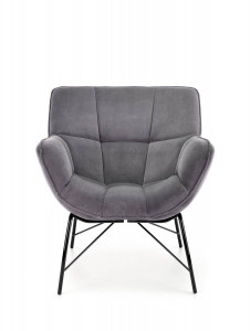 FOTOLIU CONFORTABIL BELTON, GRI/NEGRU, TAPITERIE DIN CATIFEA SI PICIOARE DIN METAL, STIL MODERN - Img 4