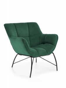 FOTOLIU CONFORTABIL BELTON, VERDE INCHIS/NEGRU, TAPITERIE DIN CATIFEA SI PICIOARE DIN METAL, STIL MODERN