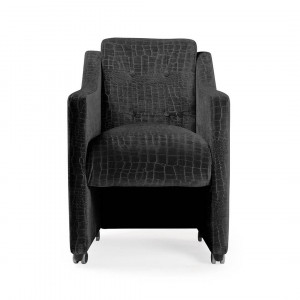 FOTOLIU CONFORTABIL BOSS, CU ROTI, NEGRU, CONFECTIONAT DIN LEMN DE FAG SI TEXTIL - Img 2