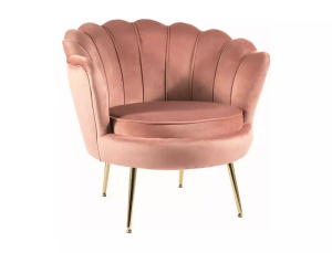 FOTOLIU CONFORTABIL CAMELLIA 1, ROZ BLUVEL 52/AURIU, TAPITERIE DIN CATIFEA SI PICIOARE DIN METAL
