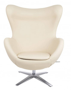 FOTOLIU CONFORTABIL EGG SZEROKI, BEJ/CROM, DIN PIELE ECOLOGICA SI METAL, STIL MODERN - Img 4