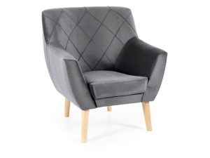 FOTOLIU CONFORTABIL KIER 1, GRI BLUVEL 14/FAG, TAPITERIE DIN CATIFEA SI PICIOARE DIN LEMN