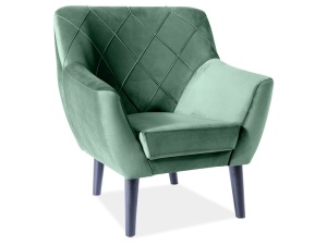FOTOLIU CONFORTABIL KIER 1, VERDE BLUVEL 78/WENGE, TAPITERIE DIN CATIFEA SI PICIOARE DIN LEMN