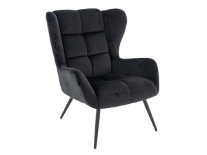 FOTOLIU CONFORTABIL LOUIS VELVET, NEGRU BLUVEL19, TAPITERIE DIN CATIFEA SI PICIOARE DIN METAL, STIL MODERN