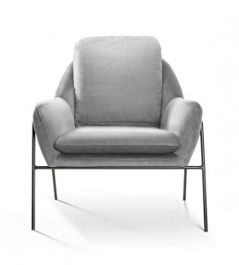 FOTOLIU CONFORTABIL MALI, GRI/NEGRU, TAPITERIE DIN CATIFEA SI PICIOARE DIN METAL, STIL MODERN - Img 2