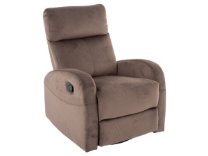 FOTOLIU CONFORTABIL RECLINER SI FUNCTIE DE PIVOTARE, STIL OLIMP, VELVET, CAPPUCCINO BLUVEL 38, TAPITERIE DIN CATIFEA, STIL MODERN