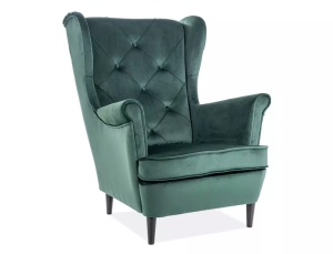 FOTOLIU CONFORTABIL STIL LADY, VERDE BLUVEL 78/WENGE, TAPITERIE DIN CATIFEA SI PICIOARE DIN LEMN