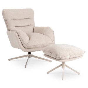 FOTOLIU CU TABURET, ARTIM MEBLE, REALIZAT DIN MATERIAL TEXTIL CREM SI METAL, STIL MODERN - Img 9