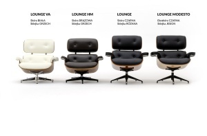 FOTOLIU CU TABURET LOUNGE , PIELE NATURALA ITALIANA SI LEMN DE FRASIN, CULOARE NEGRU/ABANOS, STIL EAMES - Img 10