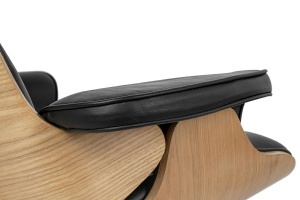 FOTOLIU DE RELAXARE DE LUX, ARTIM LOUNGE HM, REALIZAT PIELE NATURALA ITALIANA SI LEMN, CULOARE NEGRU/FRASIN, STIL EAMES - Img 11