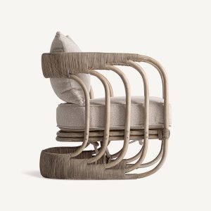 FOTOLIU DOUZAINS, REALIZAT DIN RATAN SI TEXTIL, CULOARE BEJ, REALIZAT MANUAL, VICAL HOME - Img 3