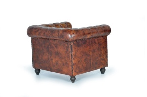FOTOLIU LIVING CHESTERFIELD 96CM, REALIZAT DIN LEMN SI PIELE, CULOARE MARO, GINER Y COLOMER - Img 3