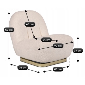 FOTOLIU LIVING ROTATIV SONNY, REALIZAT DIN METAL SI TEXTIL BOUCLE, CULOARE BEJ/AURIU, ARTIM MEBLE - Img 10