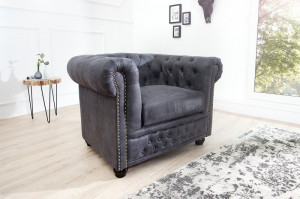 FOTOLIU LUX DESIGN ENGLEZESC CHESTERFIELD GRI 105CM - Img 2