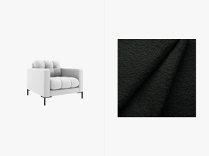 FOTOLIU MAMAIA NEGRU, CU TAPITERIE DIN TEXTIL BOUCLE BALOO, MICADONI