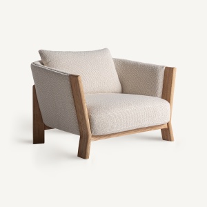 FOTOLIU NARA 34876, BEJ SI NATURAL, CONFECTIONAT DIN LEMN DE STEJAR SI TEXTIL, STIL MODERN MINIMALIST