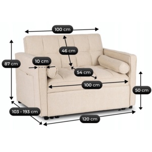 FOTOLIU RABATABIL, ARTIM MEBLE, CU SPATIU DE SOMN, REALIZAT DIN TEXTIL CREM, STIL MODERN - Img 8